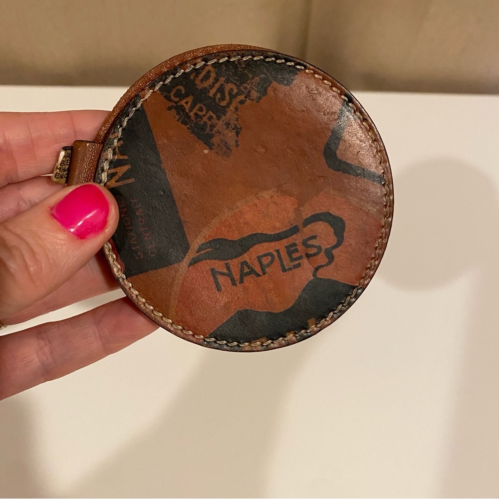 Vintage Naples Italy Leather Mirror Case Souvenir